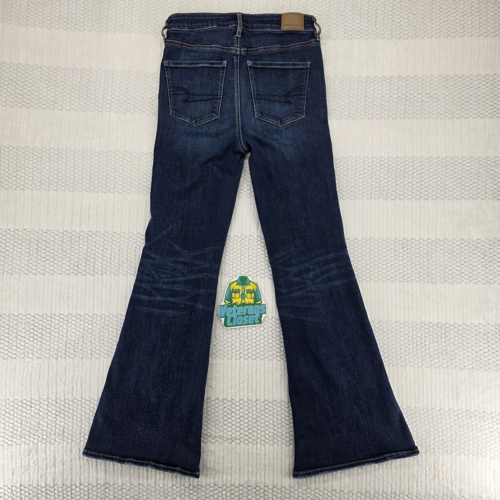 AE AMERICAN EAGLE 4 R SUPER HIGH RISE FLARE NEXT LEVEL STRETCH WOMENS JEANS - Picture 12 of 13